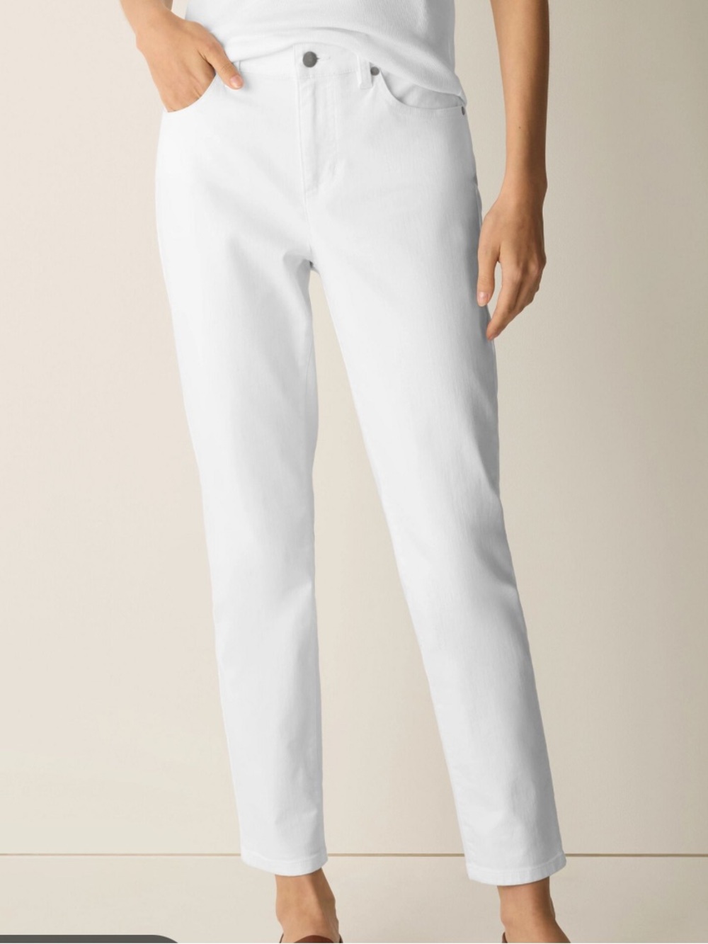 Eileen Fisher Women's White Straight-Leg Jeans